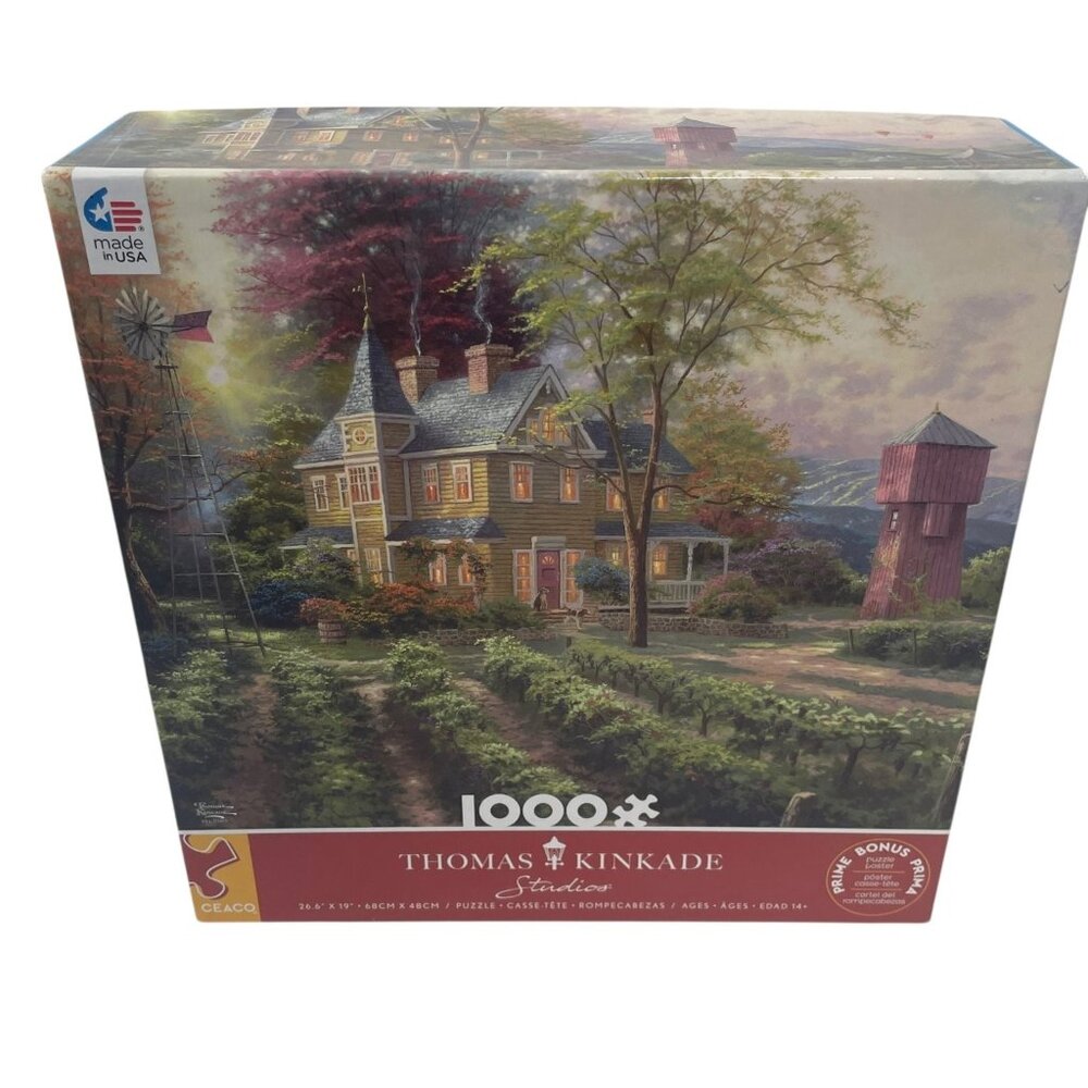 CEACO 1000-Piece Jigsaw Puzzle Thomas Kinkade‎ Studios Vineyard House 26.6x19 in